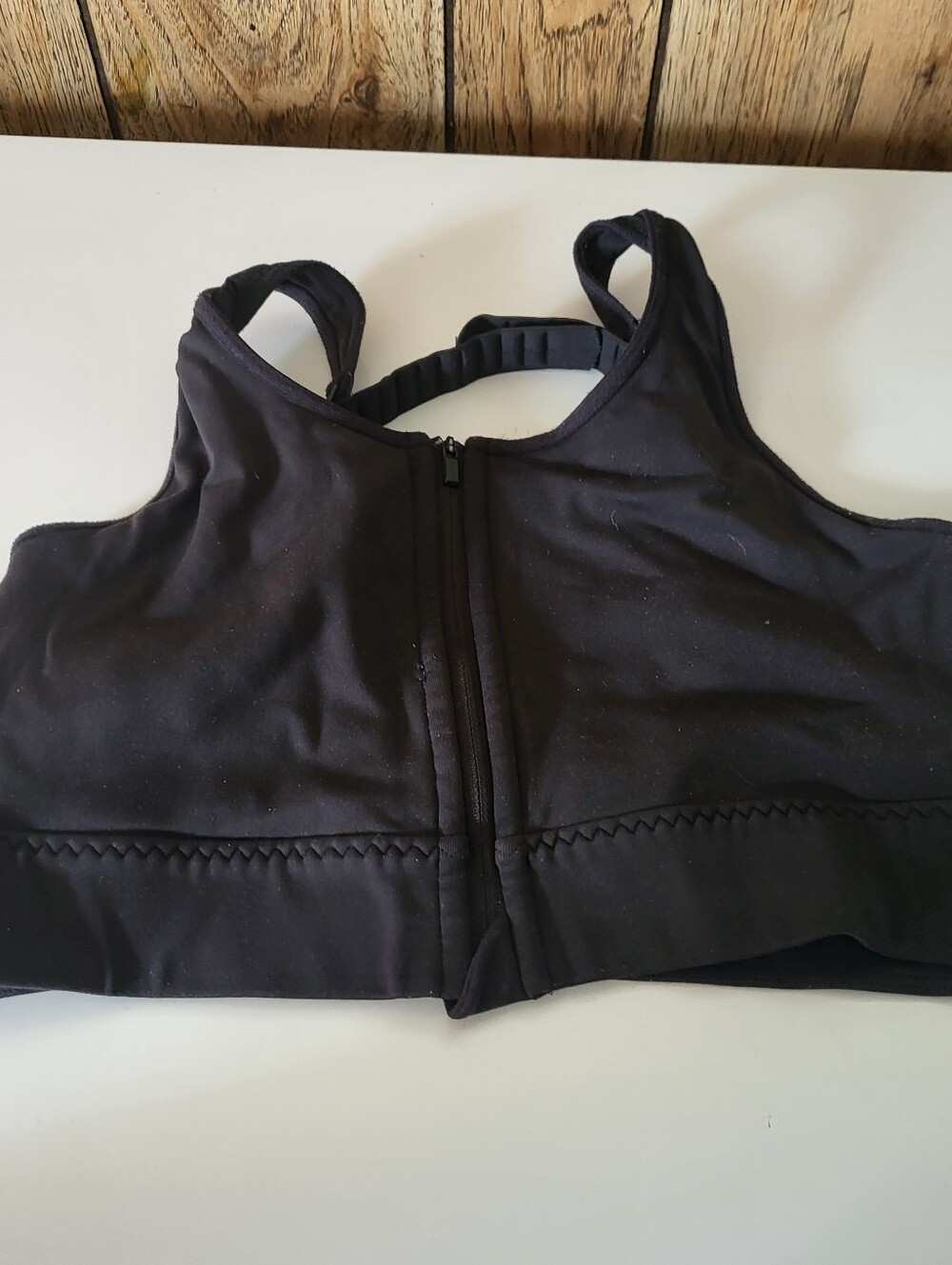 Athleta Womens Sports Bra L Black High Support Front Zip Up Activewear Top